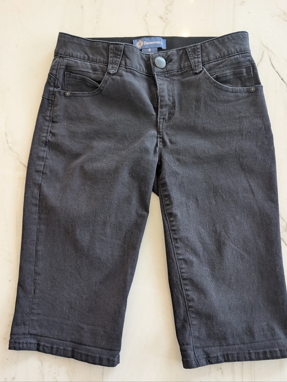 Democracy Women Charcoal/Black Relaxed Bermuda Jeans